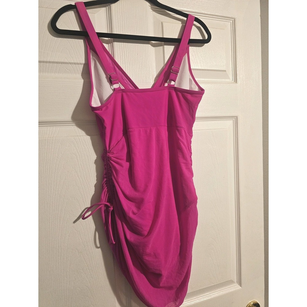 Womens Size M Bathing Suit Slimming Mesh Sheer Sarong Wrap Fuchsia Pink NEW - Picture 8 of 12
